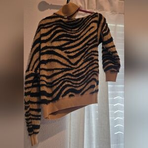 VENUS Black and Brown Striped Cowl Neck Sweater